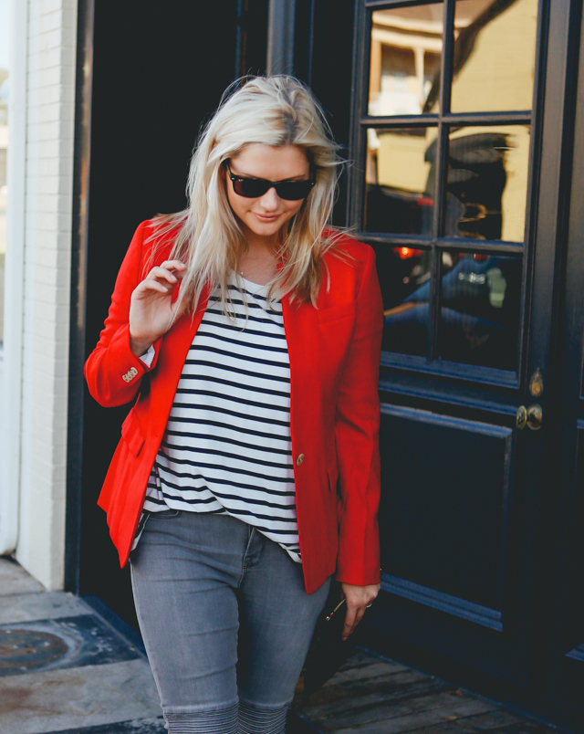 Parisienne Look: Striped Shirt and Dash of Red, Fashion